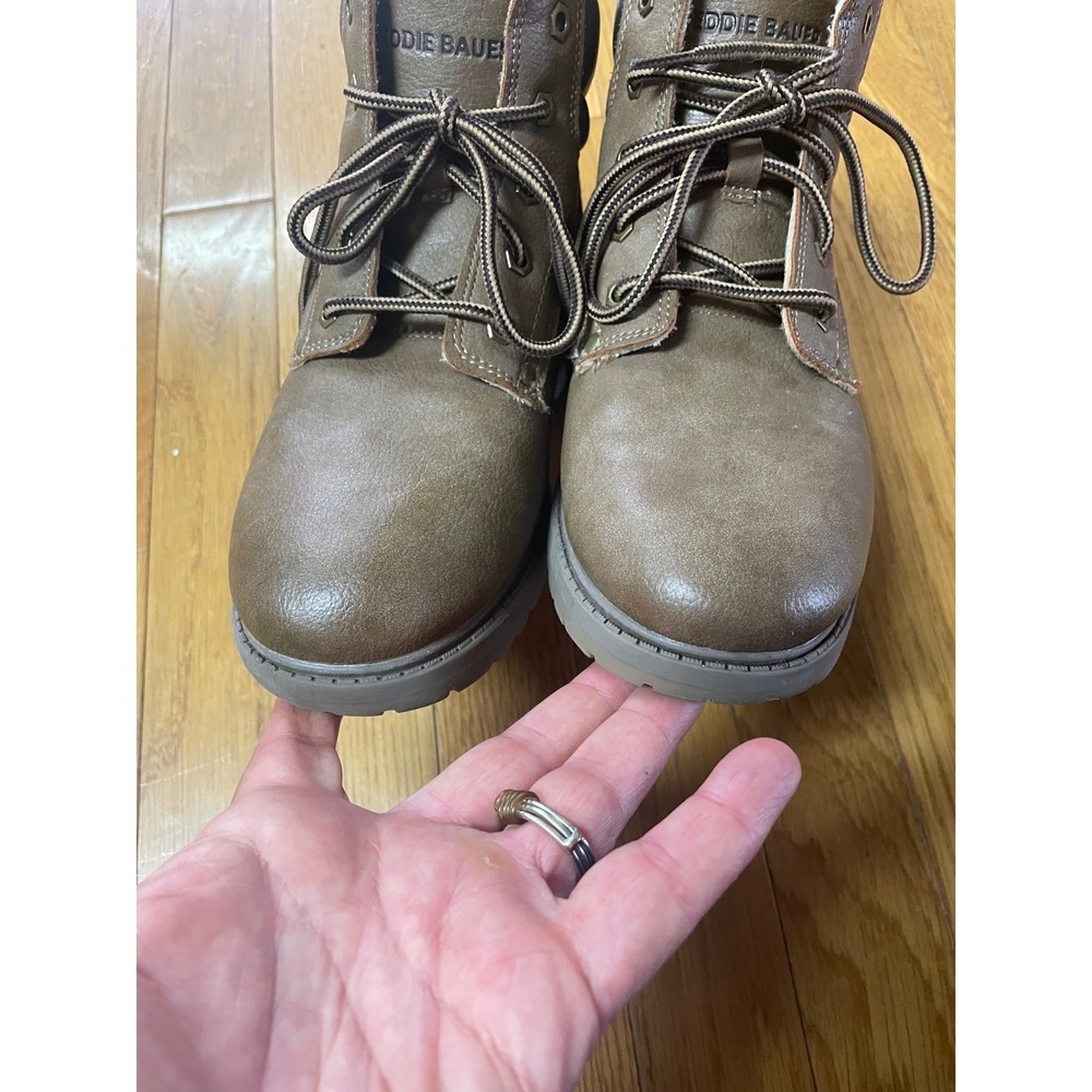 Eddie Bauer Hason Brown Faux Leather Lace Up Ankle Work Boots‎ Mens 4M 39828 - Picture 5 of 8